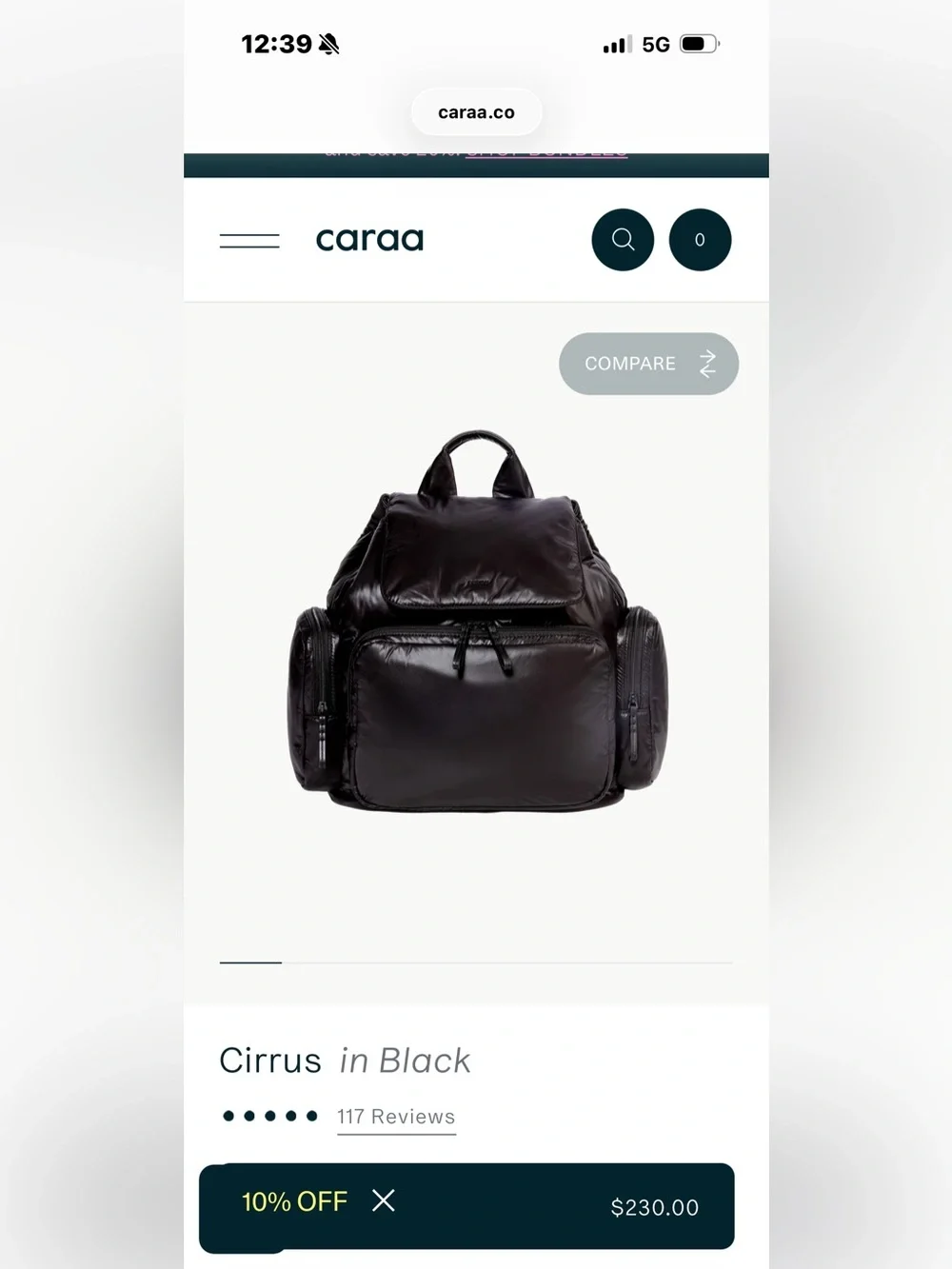 Caraa cirrus backpack in black